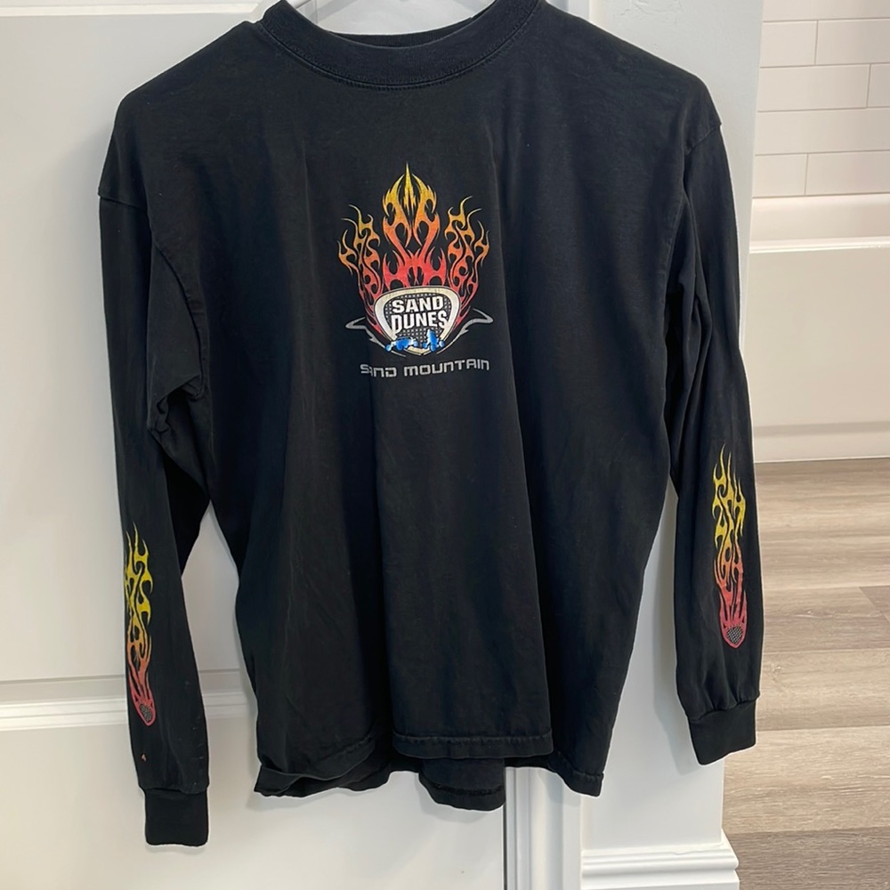 Vintage Tee with Sand Dunes Graphic & Flames
